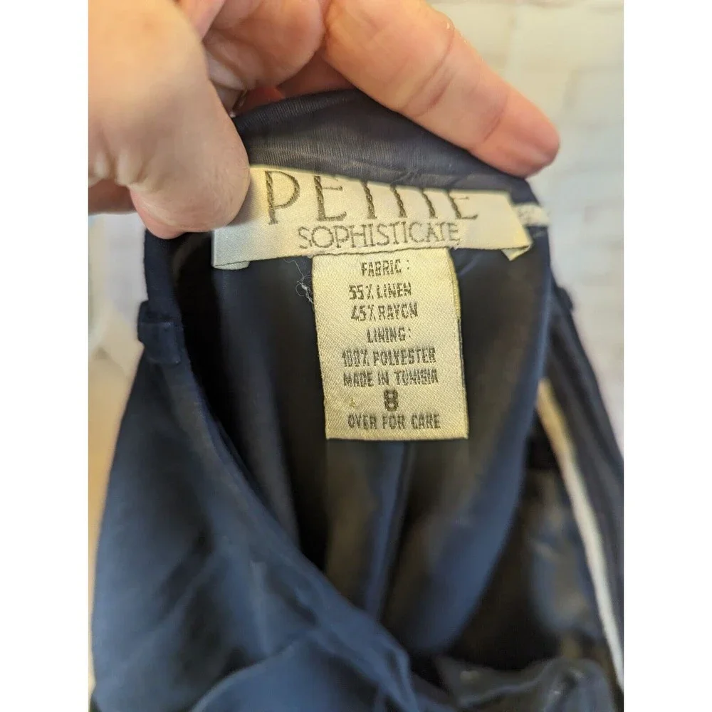 Petite Sophisticate Womens Slacks Trouser Size 8P Navy Blue Pleated High Waist - Picture 5 of 7